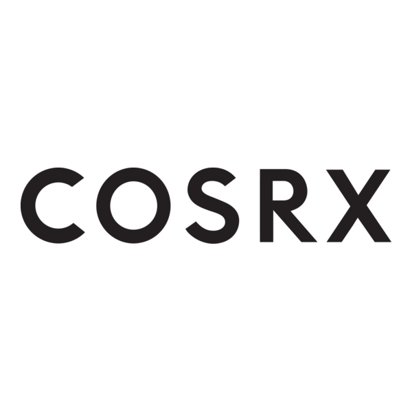 COSRX logo in bold black letters on white background.