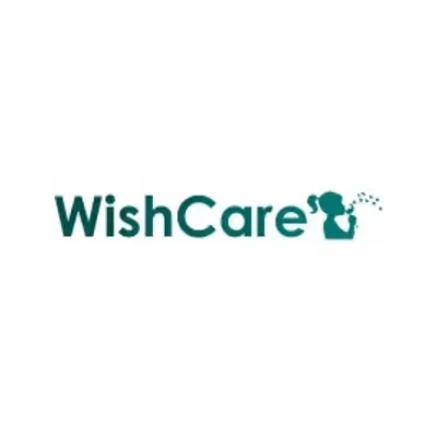 WishCare logo with a stylized girl blowing stars on a white background.