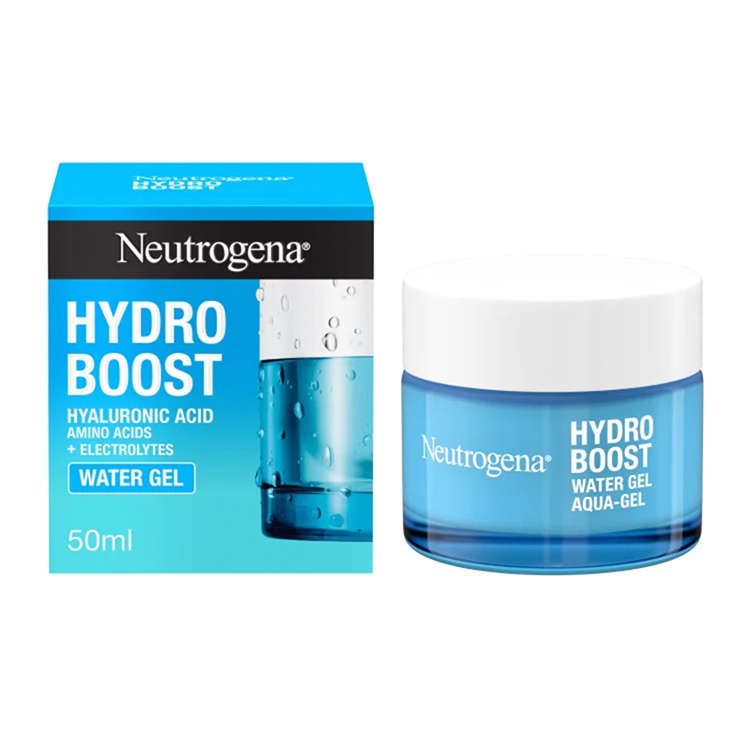 Neutrogena Hydro Boost Water Gel box and jar with blue and white packaging