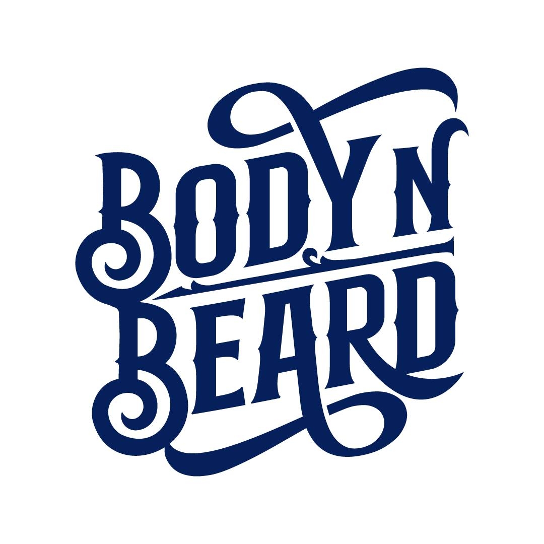 Body N Beard logo in bold, stylized navy blue lettering on a white background.
