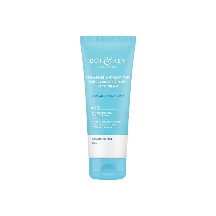 Blue Botany & Key face wash tube with white cap on a white background.