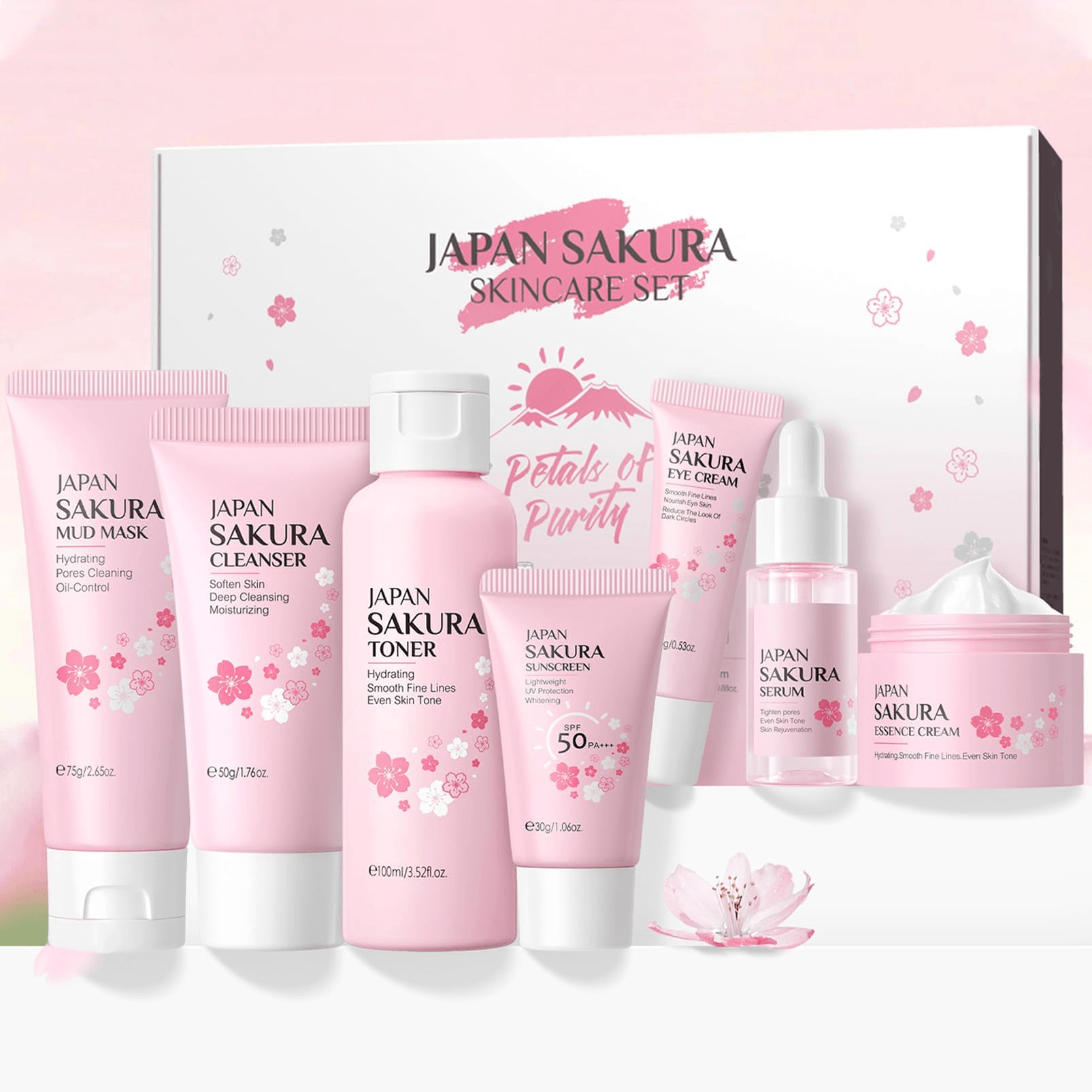 LAIKOU Laikou Japan Sakura Skincare 5 Pcs Set (Cleanser+Toner+Serum+Eye Cream+Essence Cream) - Buy Online at Drubotara Bangladesh