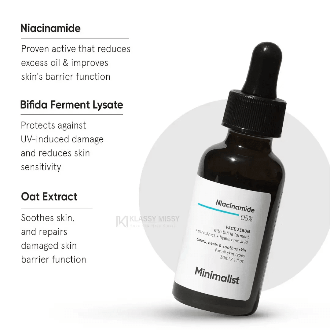 Minimalist Minimalist Niacinamide 05% Face Serum with Bifida Ferment, Oat Extract & Hyaluronic Acid for All Skin Types - Buy Online at Drubotara Bangladesh