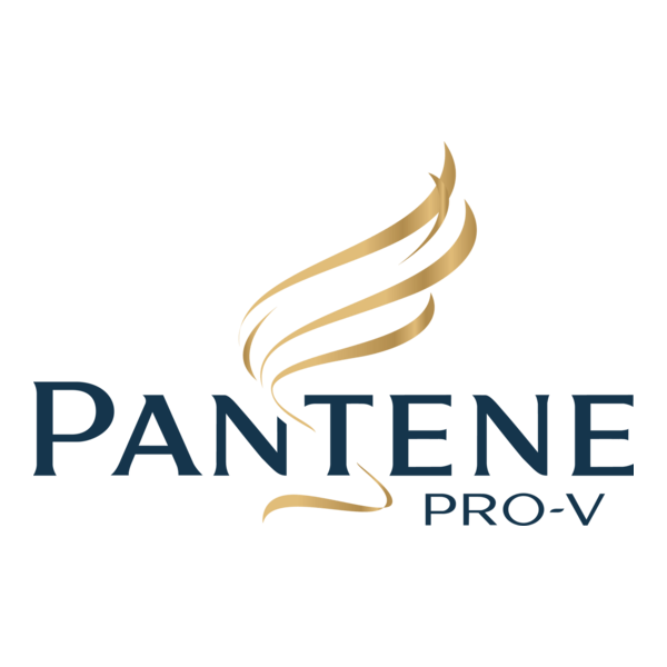 Pantene Pro-V logo with gold swoosh design above bold text