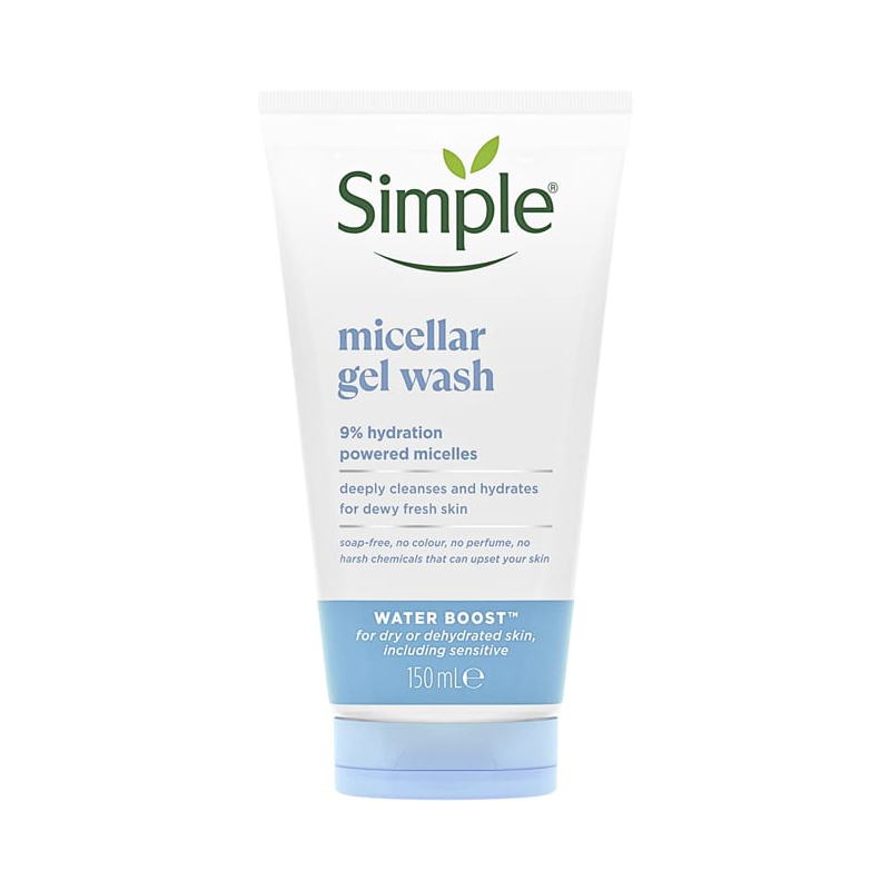 Simple micellar gel wash tube with white and blue packaging.