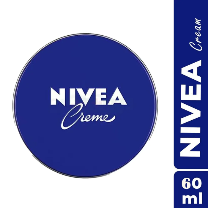 NIVEA Creme tin with blue lid and white branding, labeled 60 ml.