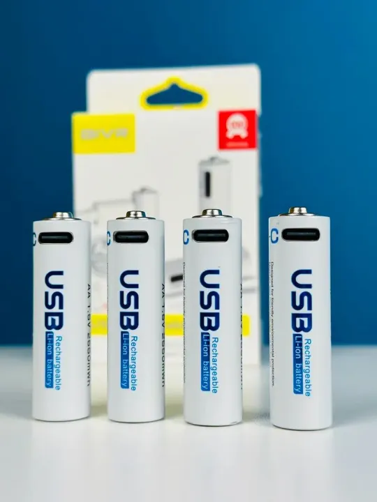 AiVR USB-C Rechargeable AA Batteries (4 pcs, 2550 mAh)