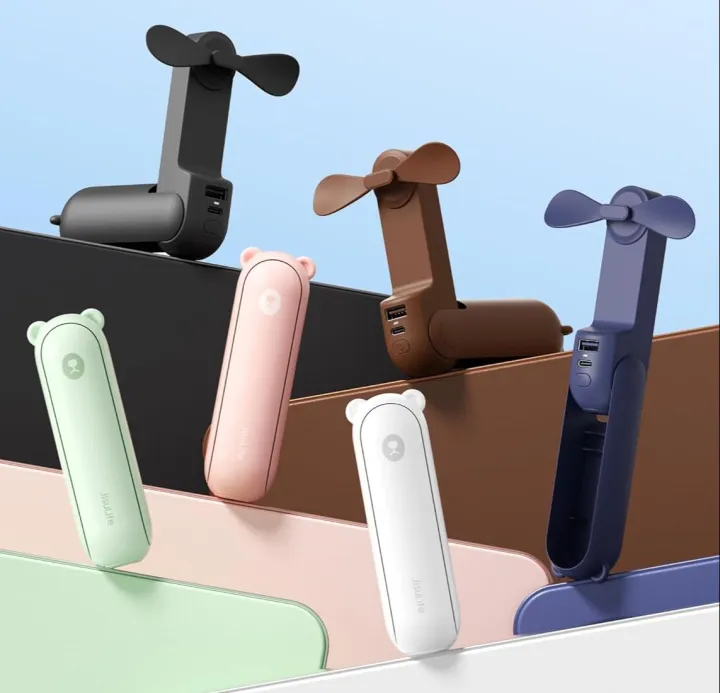 JISULIFE F8 3-in-1 Mini Foldable Fan with Flashlight & Power Bank 2000mAh