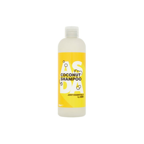 Yellow and white coconut shampoo bottle with a flip cap.