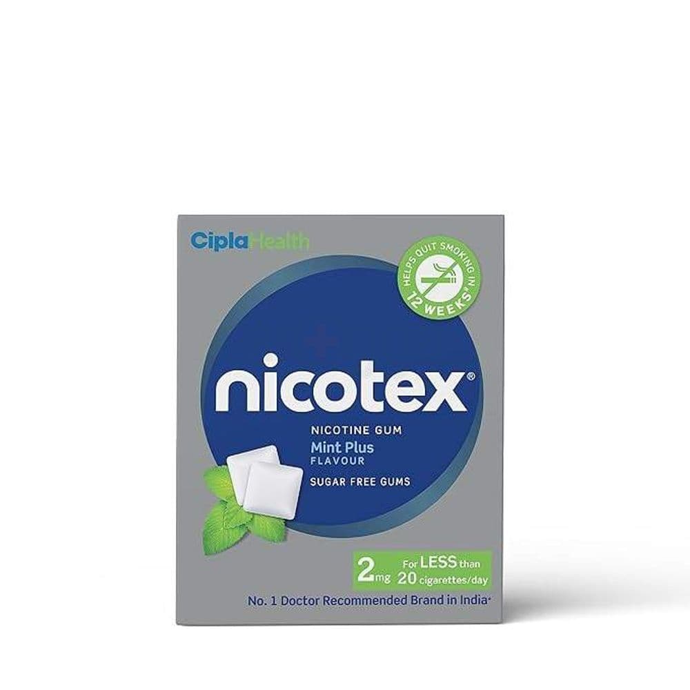 Nicotex Nicotine Sugar Free Gum Mint Plus Flavour 2mg 12's Pack  
