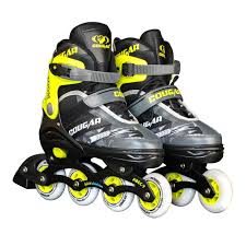 Cougar Adjustable Inline Roller Skates for Kids (Yellow, Size L: 41-44)