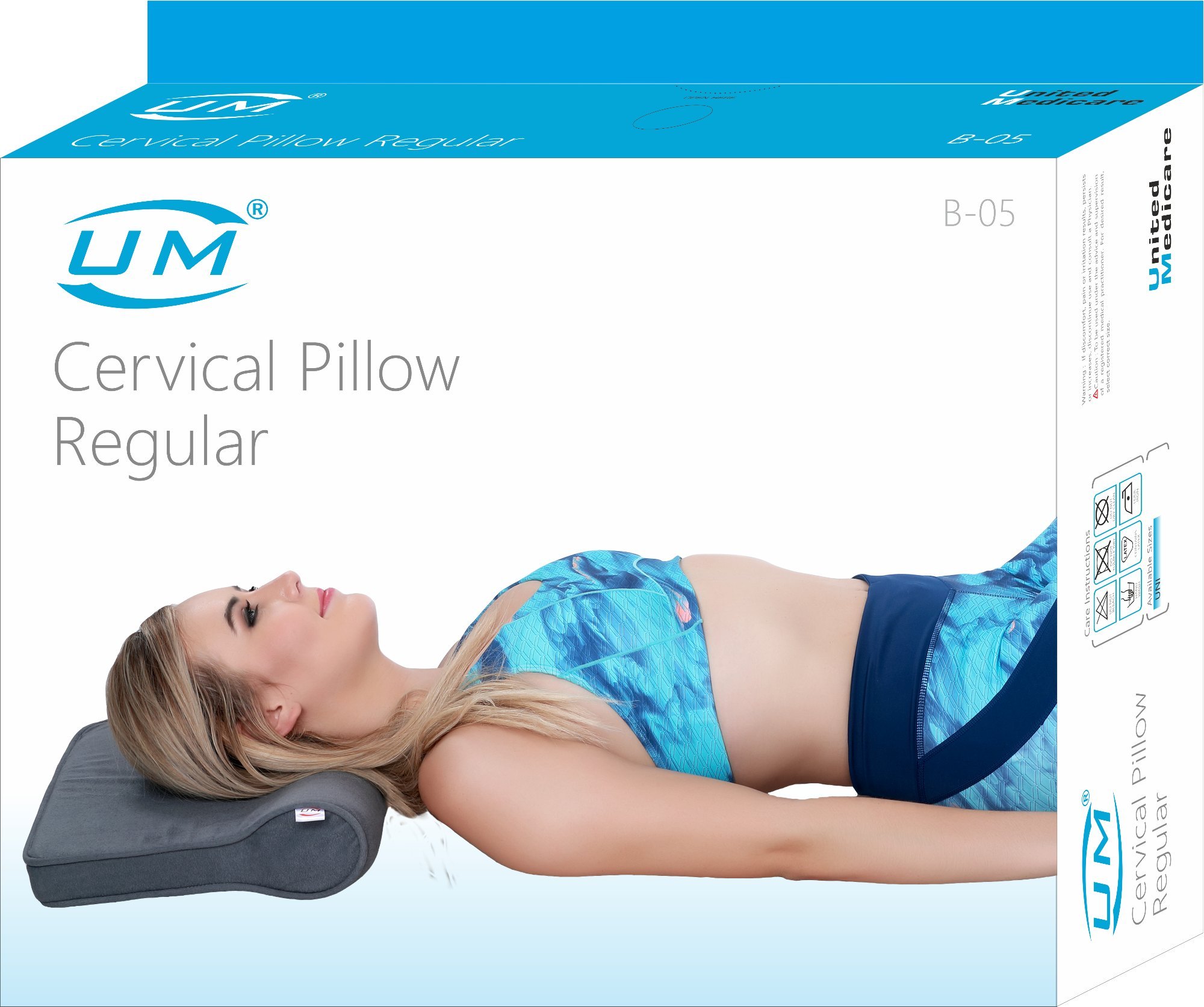 United Medicare Cervical Pillow Regular (Model B-05) - Grey Orthopedic Neck Support