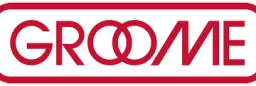 Groome logo with overlapping red double O letters in a red border.