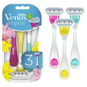 Gillette Venus Aloe Tropical 3Pcs Razor for Women (Multicolor)