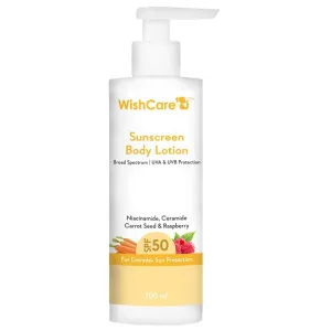 WishCare Sunscreen Body Lotion SPF 50 PA+++ with Niacinamide, Ceramide Carrot Seed and Raspberry