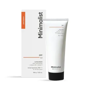 Minimalist SPF 50 Sunscreen with Niacinamide + Vitamin B5+ Vitamin F for All Skin Types 50gm