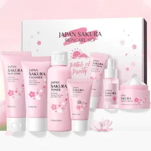 Laikou Japan Sakura Skincare 5 Pcs Set (Cleanser+Toner+Serum+Eye Cream+Essence Cream)