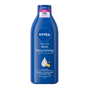 Nivea Rich Nourishing Body Lotion 72h Intense care With pure Hyaluron, Almond Oil & Vitamin E for Dry to Very Dry Skin (Made in Spain) 400ml