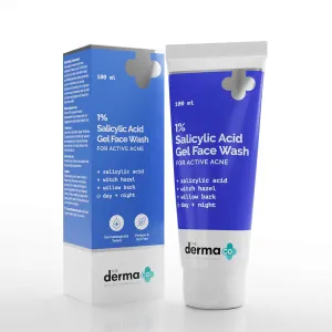 The Derma Co 1% Salicylic Acid Gel Daily Face Wash With Salicylic Acid, Witch Hazel & Willow Black for Active Acne