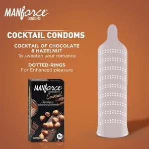 Manforce Cocktail with Dotted Rings Hazelnut & Chocolate Condom - 10Pcs Pack