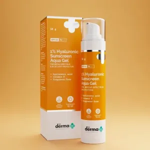 The Derma Co 1% Hyaluronic Sunscreen SPF50 PA++++ Aqua Gel for Broad Spectrum & Blue Light Protection for Normal to Oily Skin