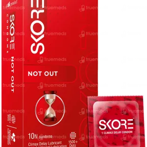 Skore Not Out Climax Delay Dotted Condoms - 10pcs Pack (Made in India)