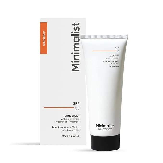 Minimalist Minimalist SPF 50 Sunscreen with Niacinamide + Vitamin B5+ Vitamin F for All Skin Types 50gm - Buy Online at Drubotara Bangladesh