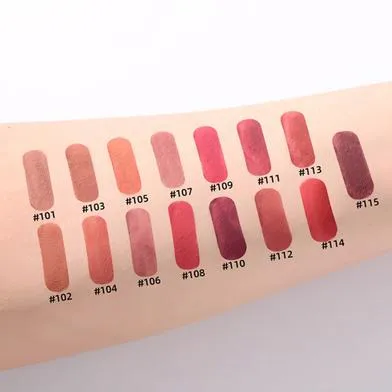 Various lipstick shades swatched on a forearm, ranging from nude to deep burgundy.