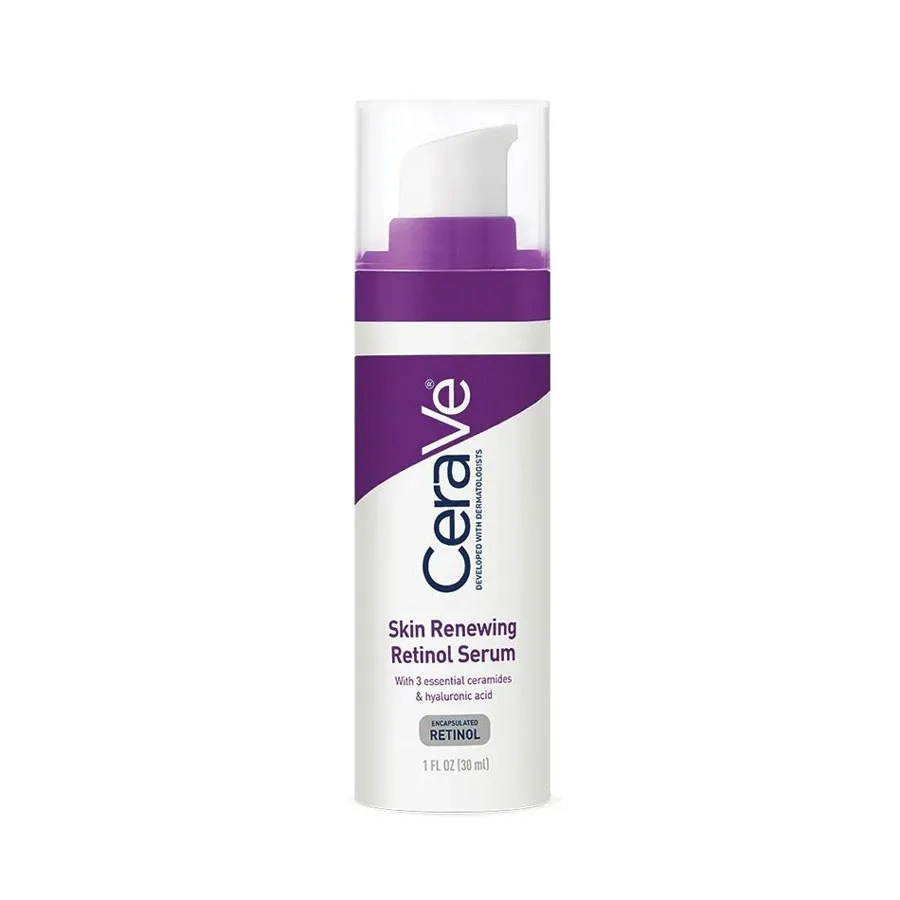 CeraVe Skin Renewing Retinol Serum with purple and white packaging