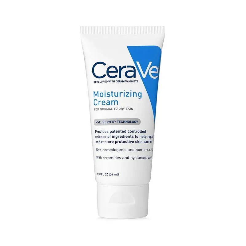 CeraVe Moisturizing Cream tube with blue and white packaging.