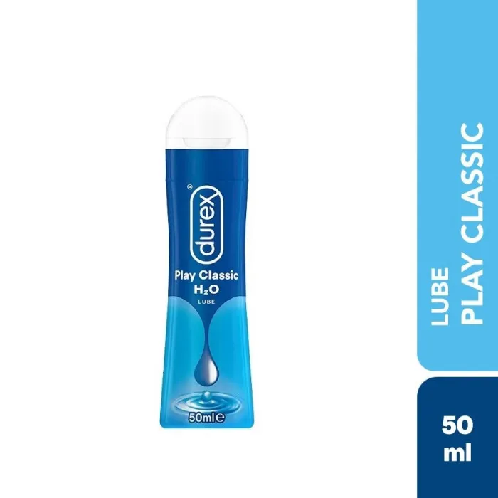 Durex Play Classic H2O lubricant gel bottle, blue packaging, 50 ml.