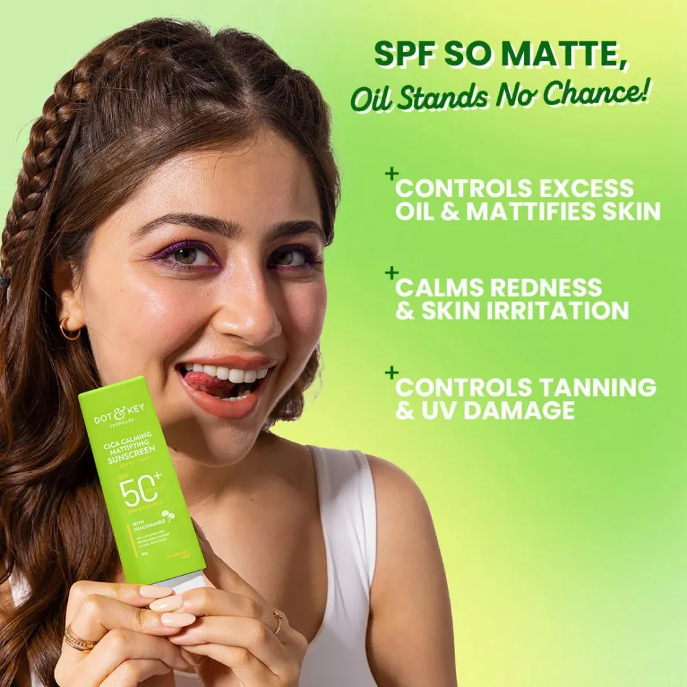 Dot & Key Dot and Key Cica Calming Mattifying Sunscreen SPF 50+ PA++++ with Niacinamide 80g - Buy Online at Drubotara Bangladesh