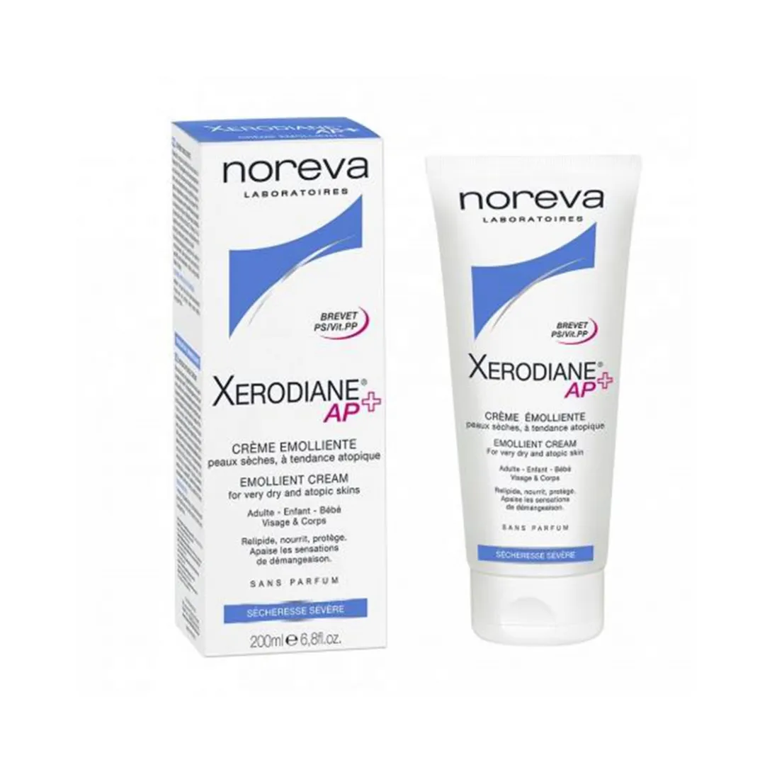 Noreva Xerodiane AP+ cream tube and box with blue and white design.