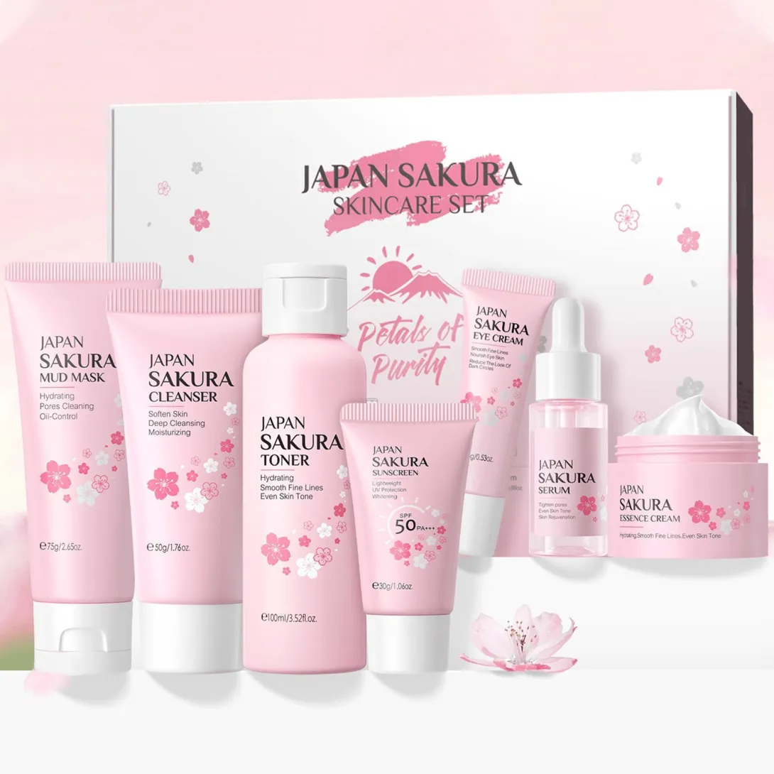 LAIKOU Laikou Japan Sakura Skincare 5 Pcs Set (Cleanser+Toner+Serum+Eye Cream+Essence Cream) - Buy Online at Drubotara Bangladesh