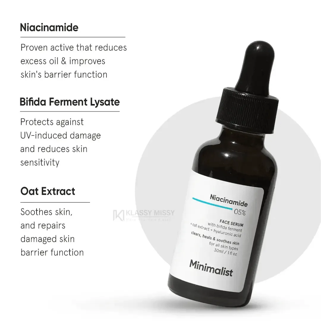 Minimalist Minimalist Niacinamide 05% Face Serum with Bifida Ferment, Oat Extract & Hyaluronic Acid for All Skin Types - Buy Online at Drubotara Bangladesh