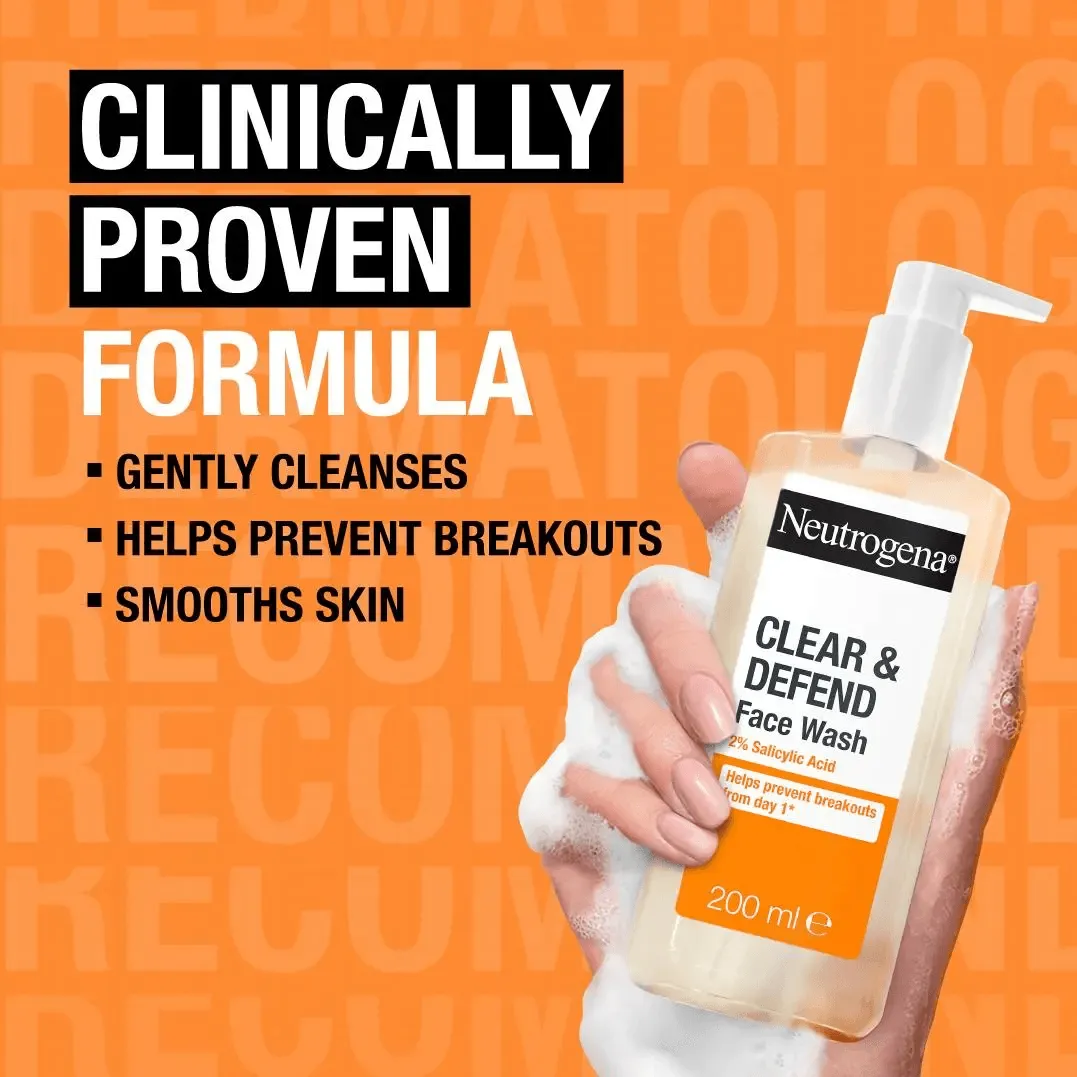 Neutrogena Neutrogena Clear & Defend 2% Salicylic Acid Oil Free Face Wash for Spot Prone Skin - Buy Online at Drubotara Bangladesh
