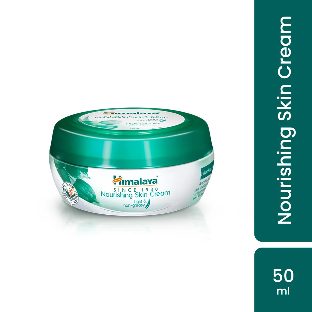 Himalaya Nourishing Skin Cream jar with green lid, 50 ml size.