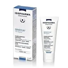 ISISPHARMA Sensylia cream tube next to its white and blue product box.