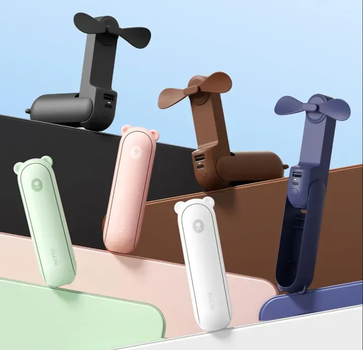 JISULIFE F8 3-in-1 Mini Foldable Fan with Flashlight & Power Bank 2000mAh