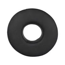 Black circular foam donut cushion with a hole in the center.