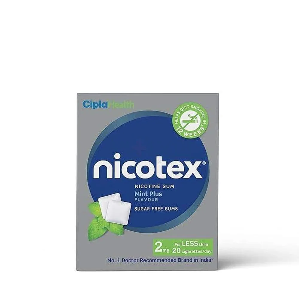 Nicotex Nicotine Sugar Free Gum Mint Plus Flavour 2mg 12's Pack  