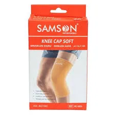 Samson Knee Cap Soft packaging with image of a knee wearing a beige support sleeve.