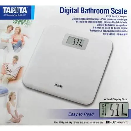 Tanita HD661 Slim Electronic Bathroom Scale with Large LCD & Step-On Technology