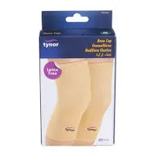 Tynor knee cap product packaging with image of beige knee supports on the front.